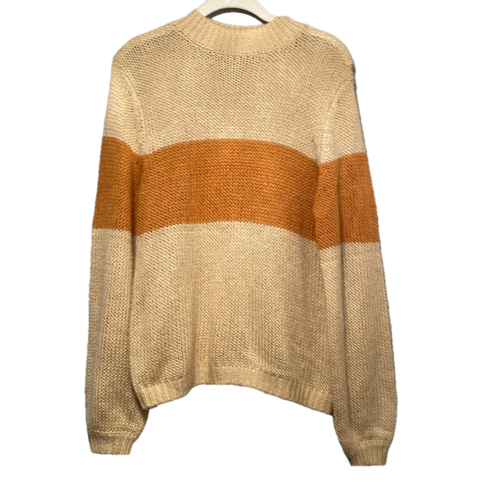 ROOLEE CARAMEL STRIP SWEATER SIZE M